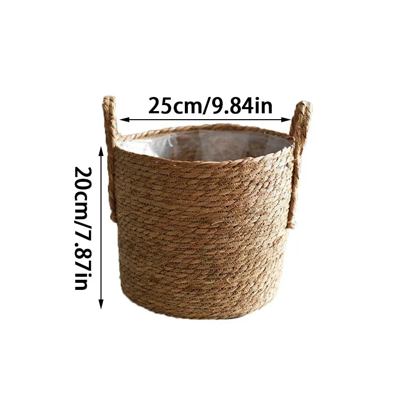 Cesta para plantas trenzada de hierba marina natural, S-L, para salón y balcón, hecha a mano, maceta, cesta de ratán, interior, decoración boho | Sansoti