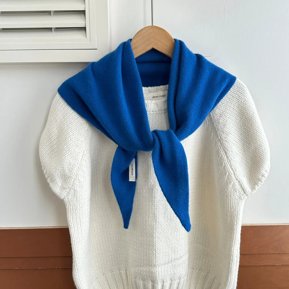 Wollen Driehoeksjaal Vrouwen Winterwarm Gebreide Omslagdoek Effen Pashmina Sjaal Hoofddoek Hals Accessoire | Sansoti