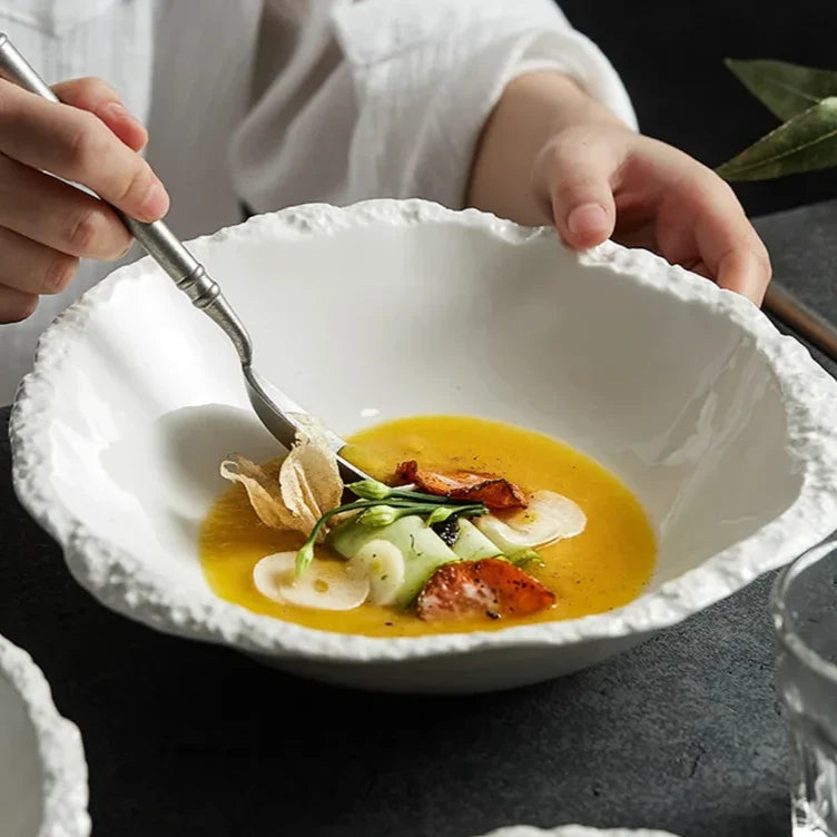 Ceramic Serving Bowl with Rustic Finish – Handmade Table Presentation for Meals | Sansoti