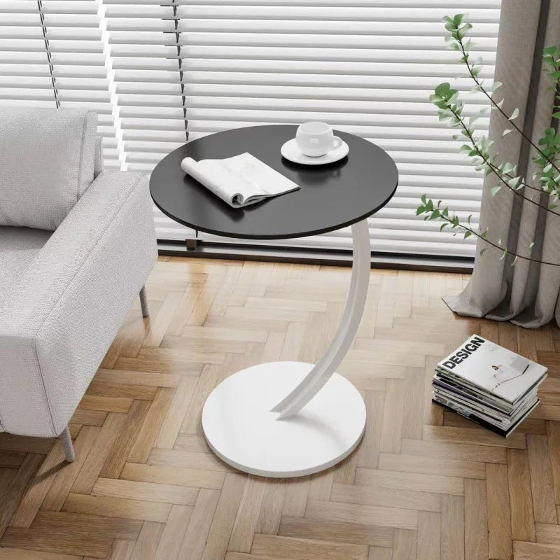 Ronde Bijzettafel Hout Staal Compact Nachtkastje Modern Design Woonkamer Slaapkamer Hoektafel Stijlvol | Sansoti