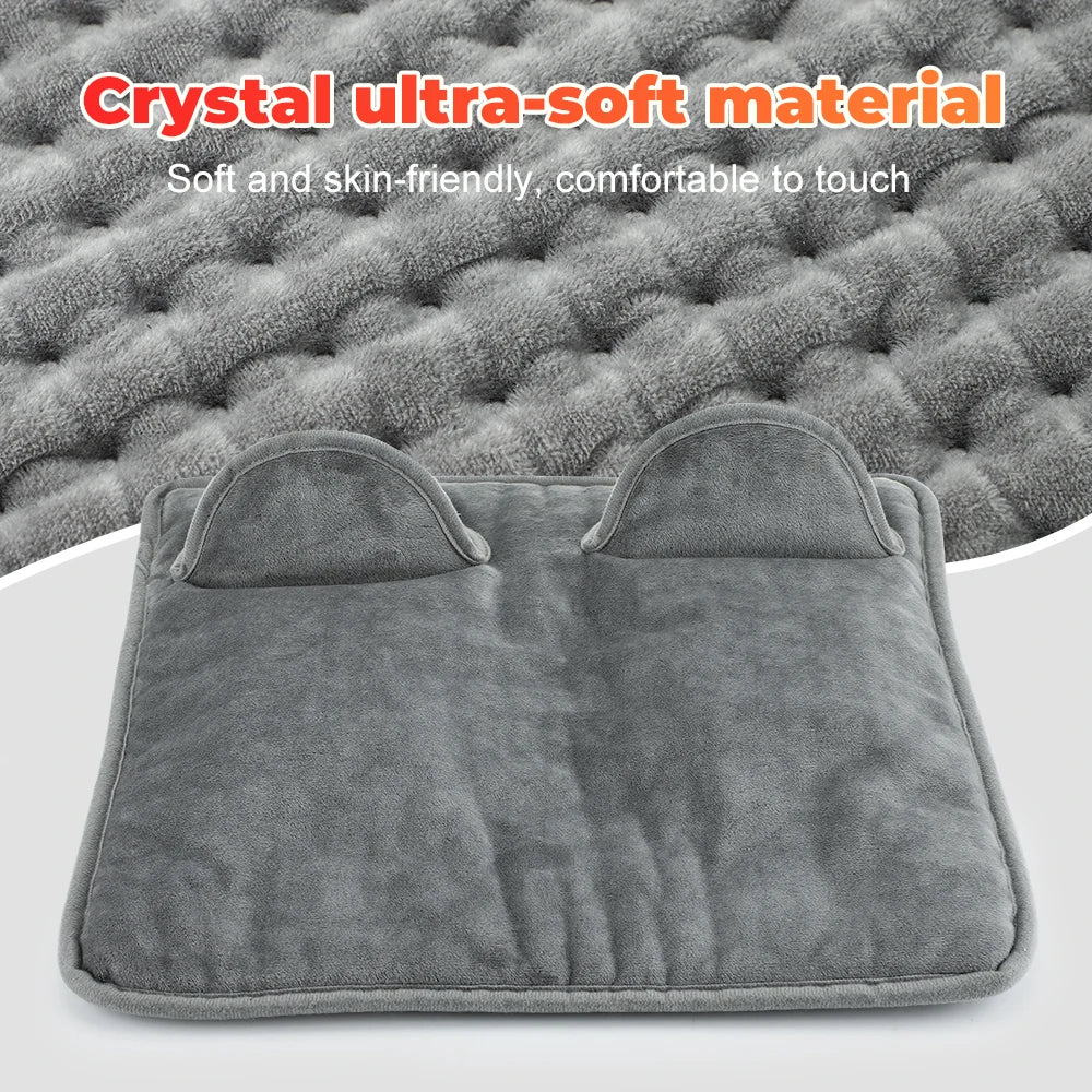 Alfombrilla eléctrica calefactable de 40×40 cm, gris y lavable, con 9 niveles de temperatura, para calentar los pies en casa o en la oficina | Sansoti