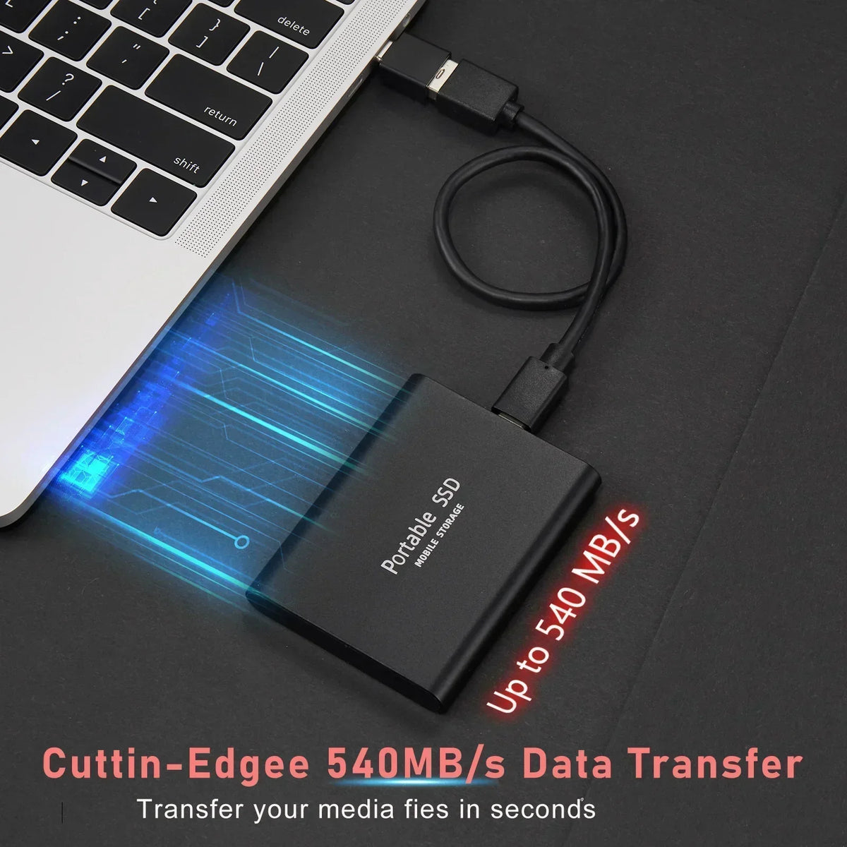 External SSD MacBook USB-C 3.1 Compact Plug and Play Black Blue Red Windows macOS Android | Sansoti