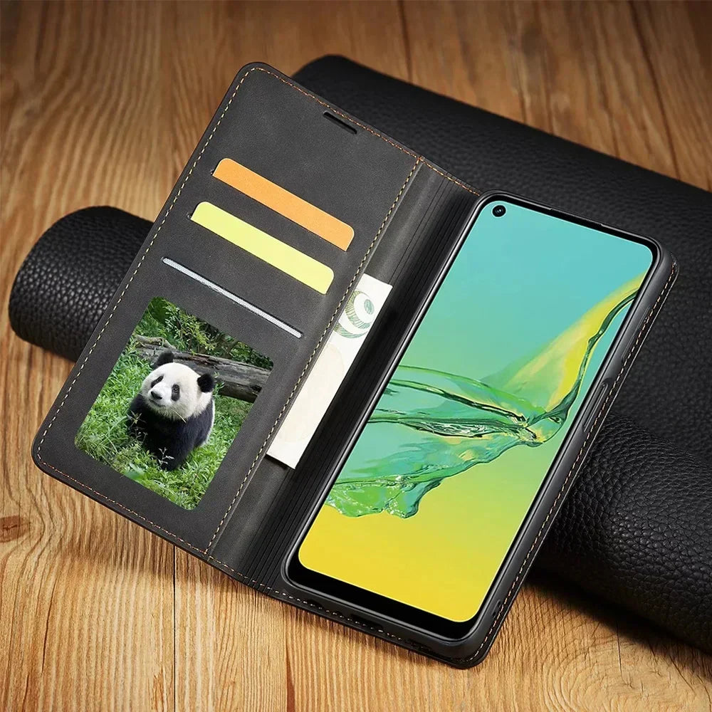 Magnetic Leather Phone Case Samsung – Stylish Protection with Flip Cover and Card Holder | Sansoti