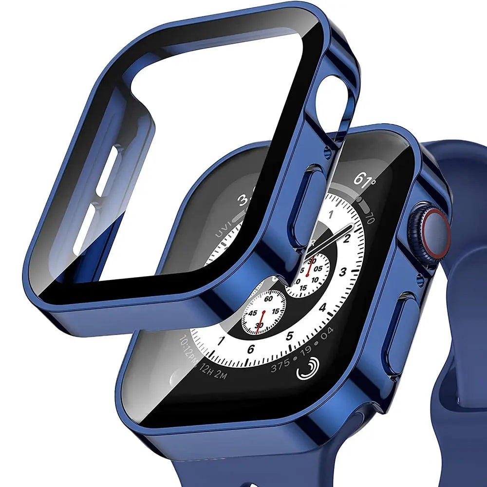 Beschermhoes met Gehard Glas voor Smartwatch 40mm 41mm 44mm 45mm Zwart Zilver Transparant Horloge Case | Sansoti