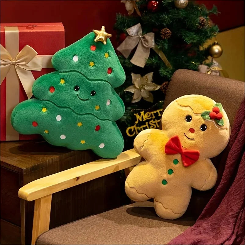 Weihnachts-Zierkissen aus Plüsch – Dekoratives Festtagskissen 45x45cm für Wohnzimmer, Schlafzimmer und Sofa | Sansoti
