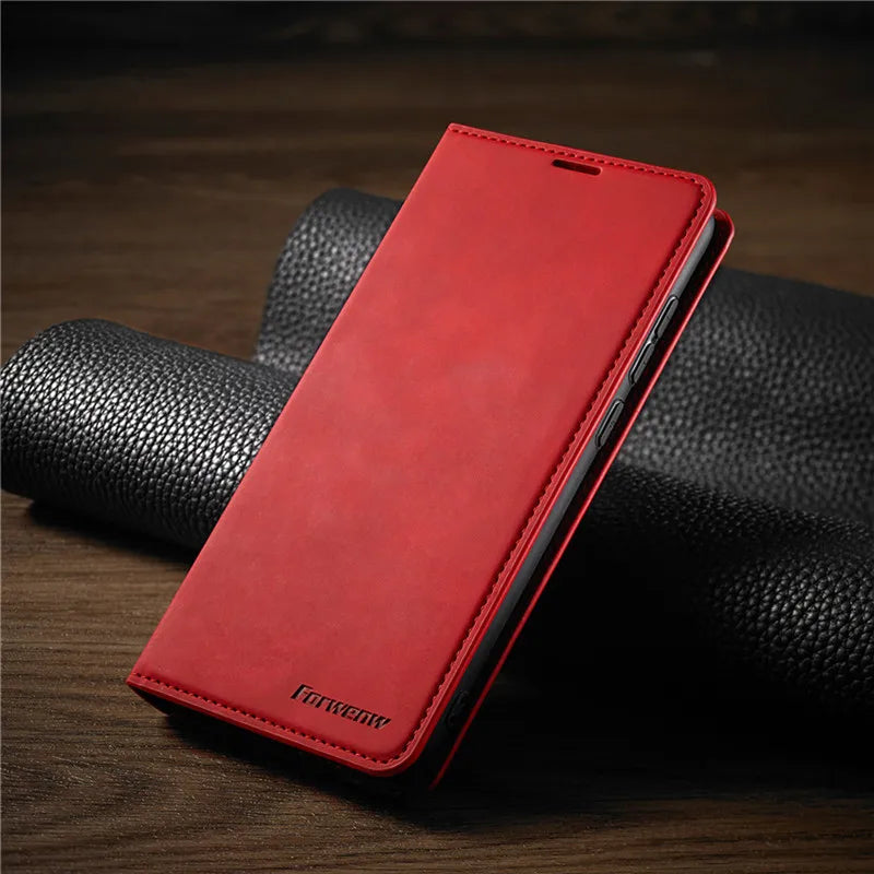 Magnetische iPhone-Klapphülle aus Leder mit Kartenfächern und intelligentem Schutz, dünne Handyhülle, Flip-Cover-Wallet | Sansoti