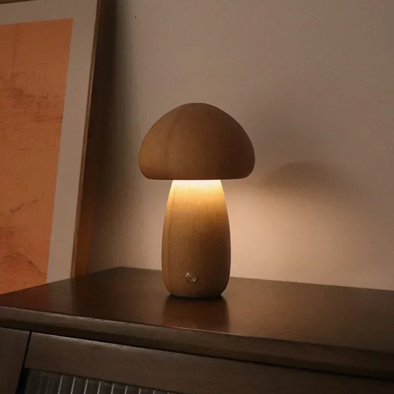 Rechargeable Mushroom Table Lamp with Touch Dimmer Warm LED Light for Bedroom Children's Room Living Room | Sansoti