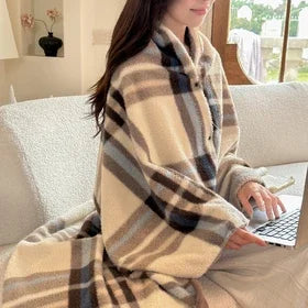 Plaid réversible à carreaux en polyester aspect cachemire, couverture douce pour canapé, lit, voyages, écharpe, automne, hiver, maison | Sansoti