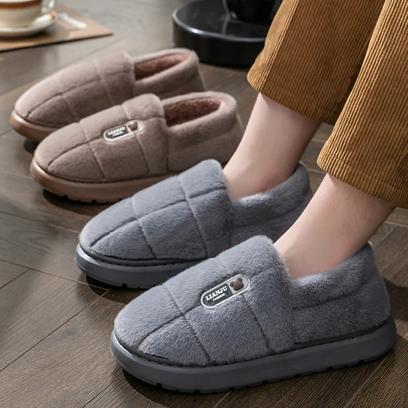 Huispantoffels met Zachte Pluche Voering - Antislip Zool - Unisex Comfort - Maat 36-51 - Grijs/Bruin | Sansoti