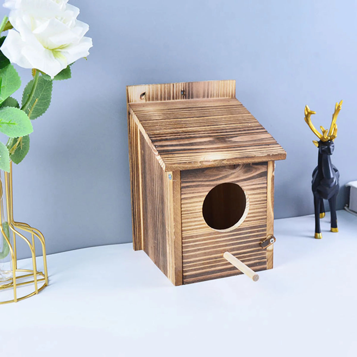 Birdhouse Wood Hanging Outdoor Weatherproof 22x15cm Garden Bird Nest Nest Box Tits Decorative Natural | Sansoti