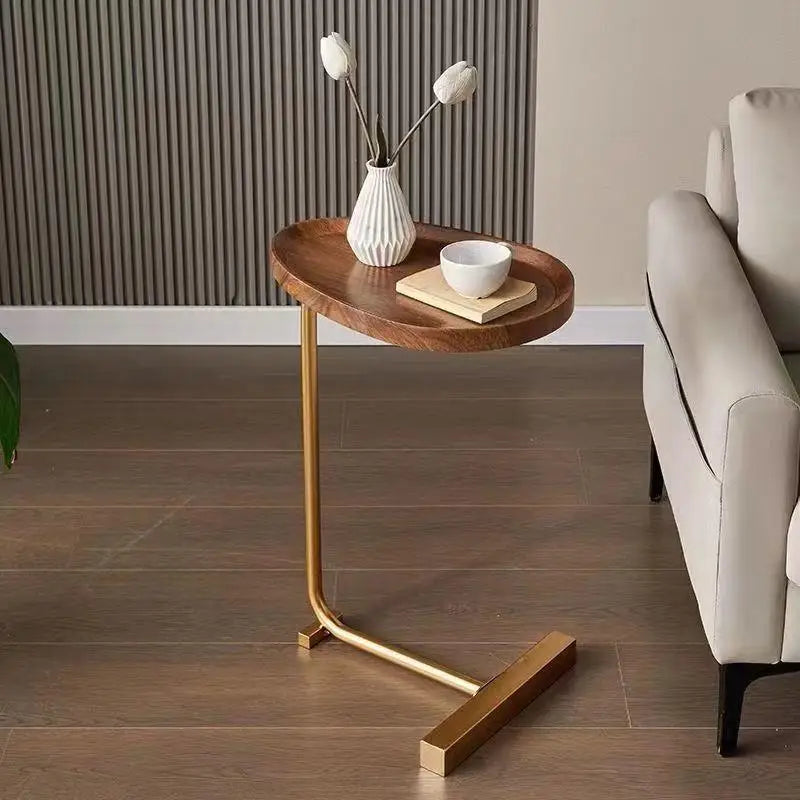 Mobile C-shaped side table with storage for sofa or bed - Compact multifunctional table | Sansoti