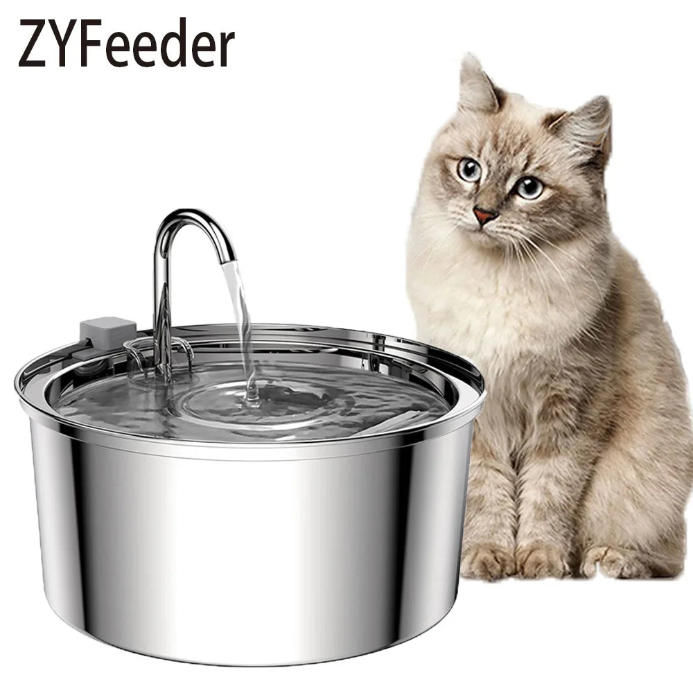 Automatische Drinkfontein voor Huisdieren RVS 3 Liter USB Kat Hond Stille Waterstroomfeeder Circulatie | Sansoti