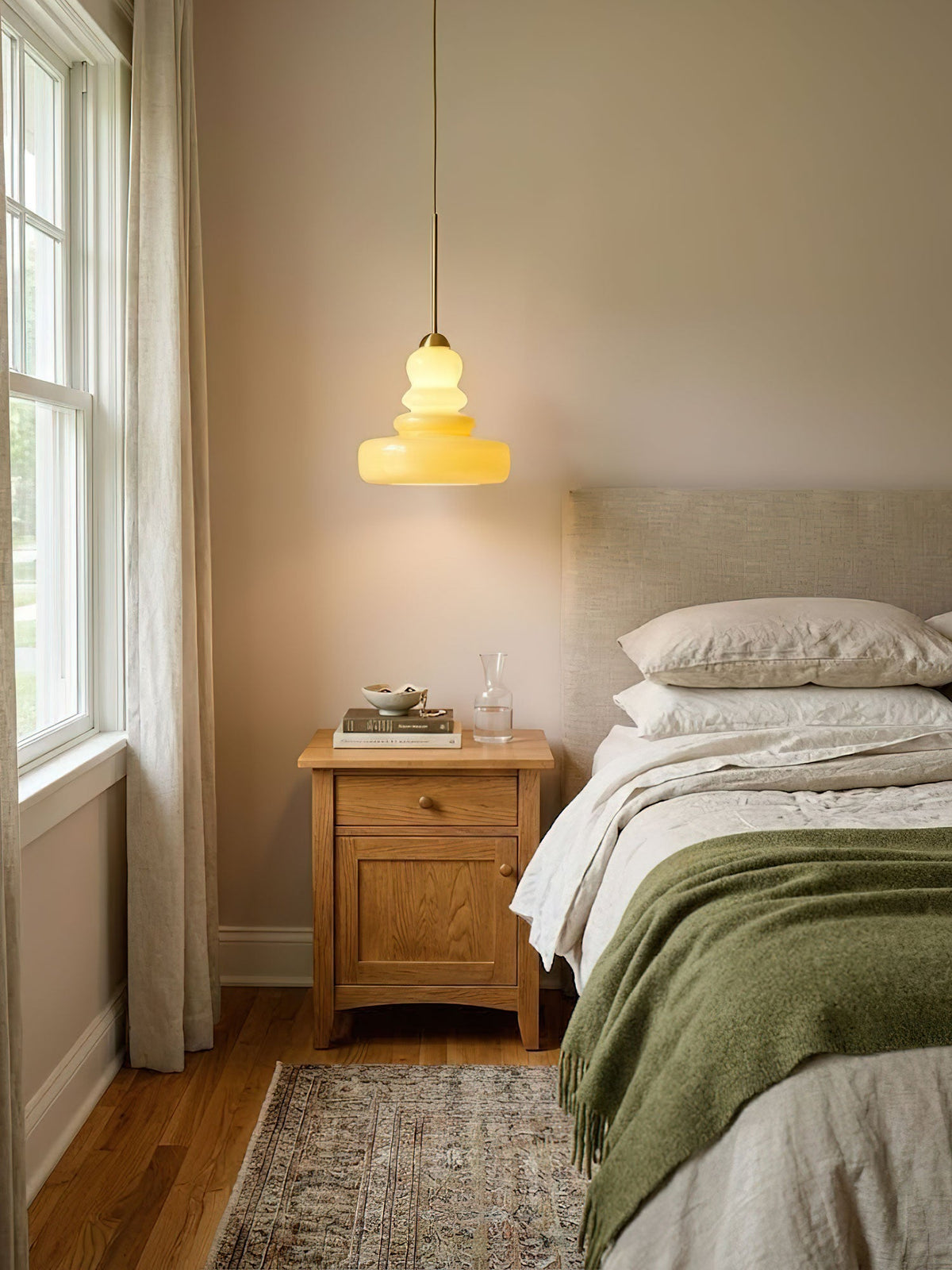 Glas-Hängelampe Industrielles Design Bernstein & Beige Schoolhouse E26/E27 Fassung Ø30cm für Wohnzimmer Küche Esszimmer | Sansoti
