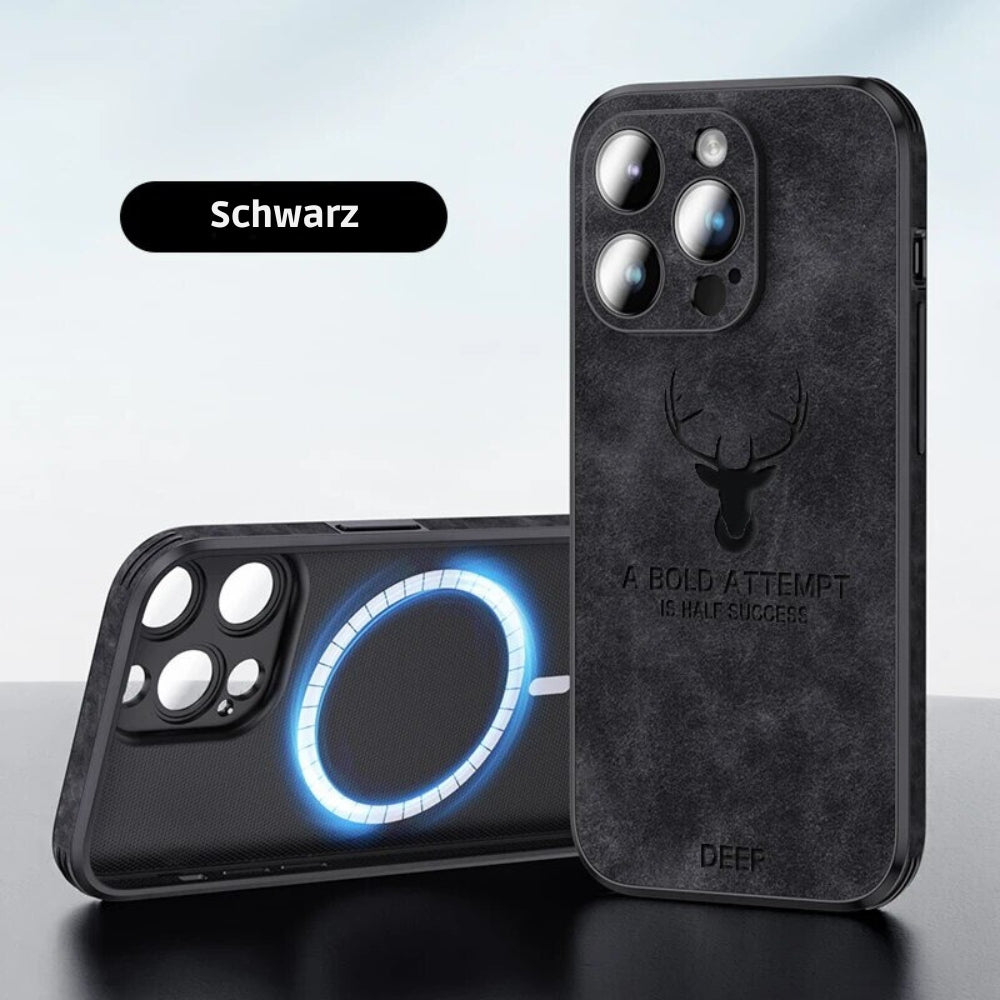 Smartphone-Hülle in Lederoptik — Schlankes Design mit Fallschutz & MagSafe-Kompatibilität für iPhone 16/15/14/13/12 | Sansoti