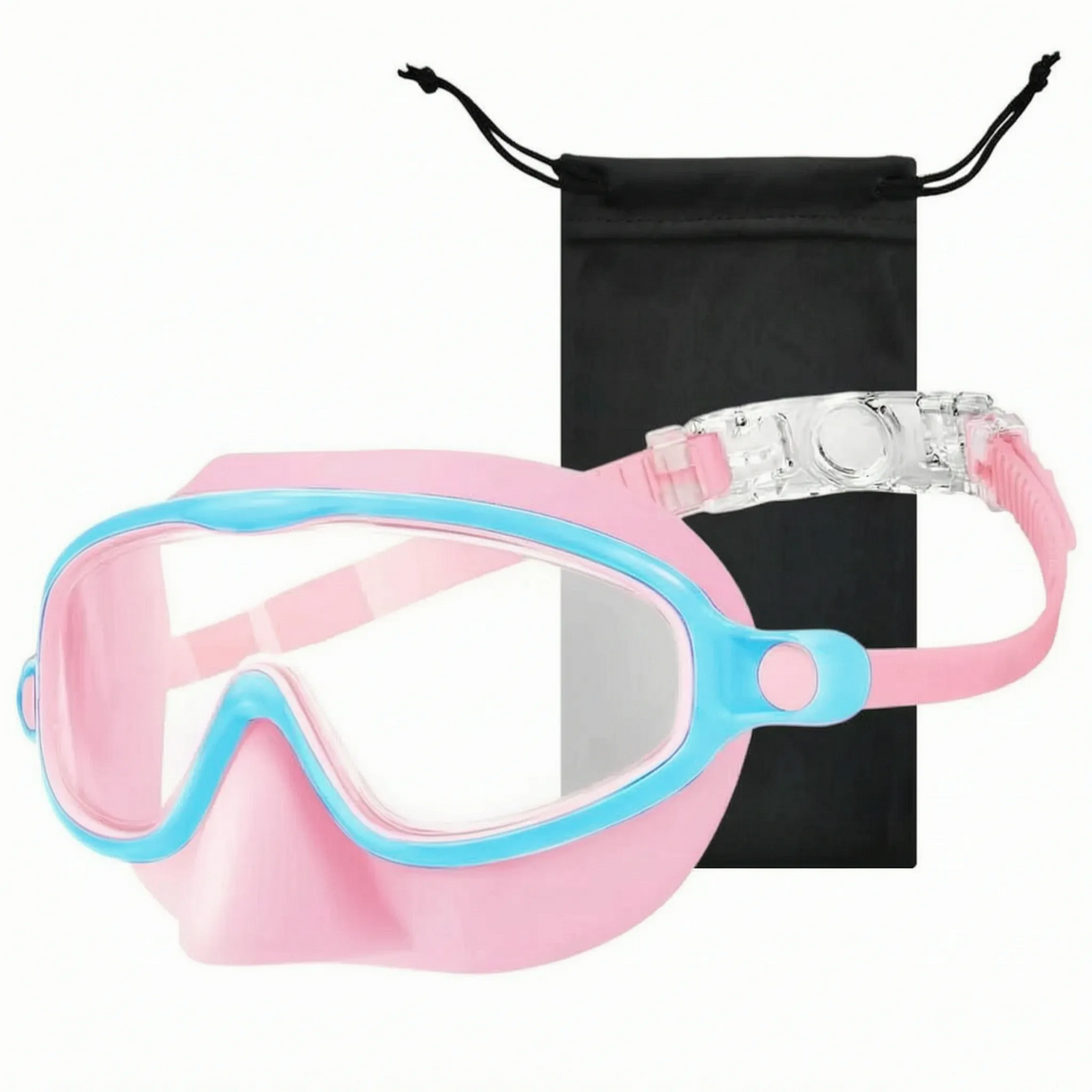 Lunettes de plongée pour enfants avec couvre-nez, lunettes de natation à vision panoramique, sangle réglable, masque de natation junior | Sansoti