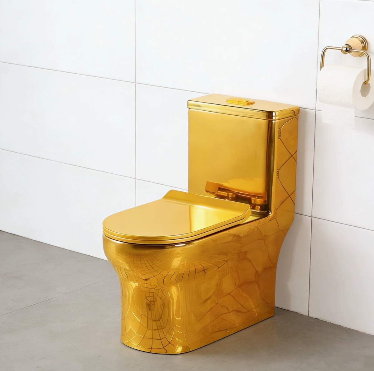 Einteiliges Stand-WC Goldfarben Keramisches Klosett für Moderne Badezimmer | Sansoti