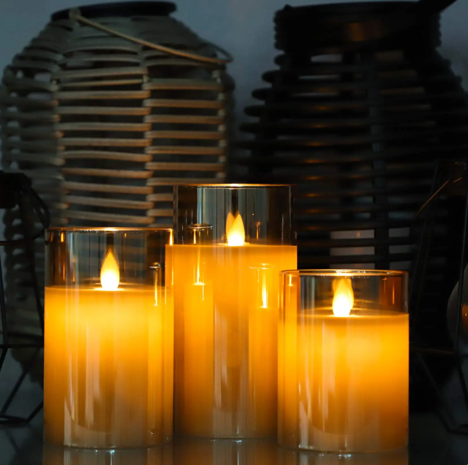 LED Candle Set of 3 Pieces Flameless Candles with Timer and Remote Control Realistic Flicker | Sansoti