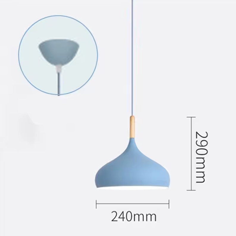 Skandinavische Hängelampe Aluminium Holz Design E27 Farben 24cm | Sansoti