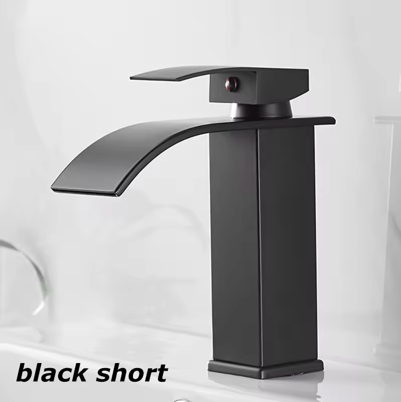 Wasserfall-Wasserhahn für das Waschbecken, Edelstahl-Einhebelmischer, modernes Bad-Design, Wasserfallhahn 19cm 25cm Chrom | Sansoti