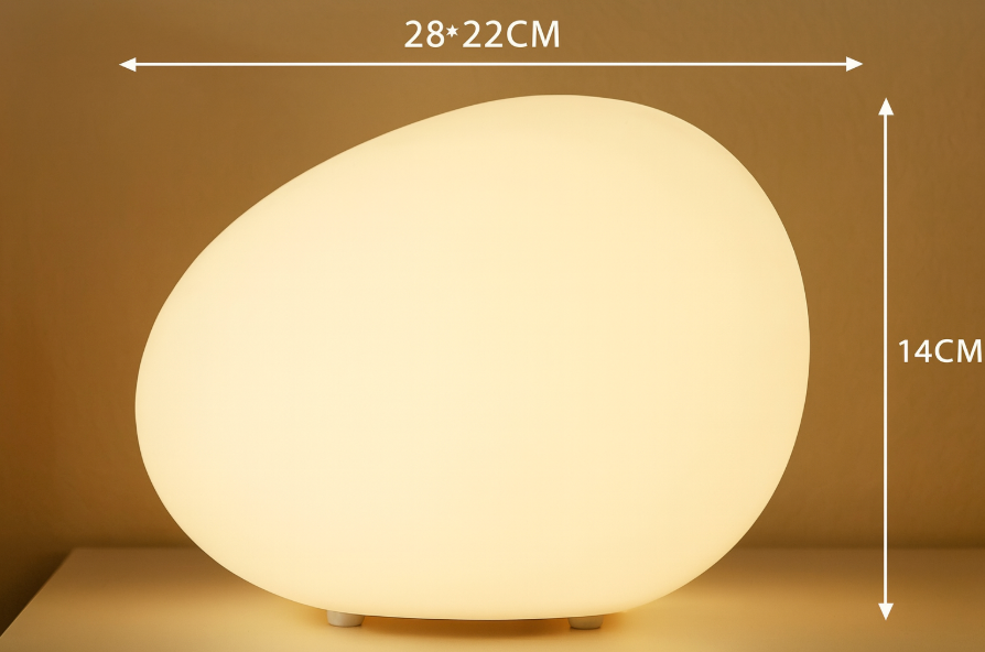 Stone Table Lamp LED 3-Colors PE Atmosphere Lamp 22cm Living Room Bedroom Scandinavian Organic Night Lamp Dimmable | Sansoti