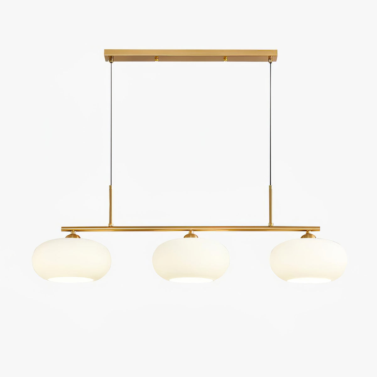 Design Pendant Lamp with 3 Globe Shades - Stylish Dining Room Lighting for Table and Kitchen Island - Adjustable 150 cm - Nickel or Gold - E26/E27 | Sansoti