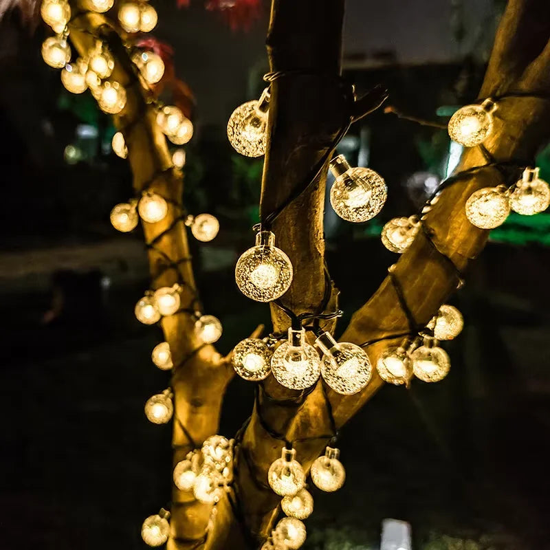 Solar-Powered String Lights with 20 Waterproof LED Globe Bulbs, Ambient Lighting for Garden, Patio and Parties, IP44 | Sansoti
