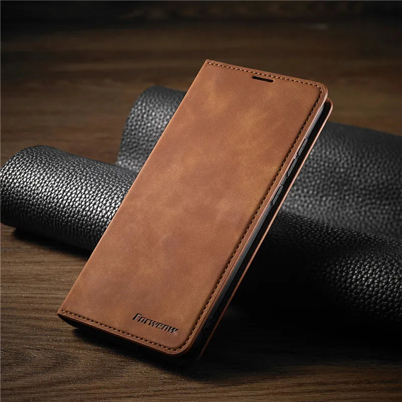 Magnetische iPhone-Klapphülle aus Leder mit Kartenfächern und intelligentem Schutz, dünne Handyhülle, Flip-Cover-Wallet | Sansoti