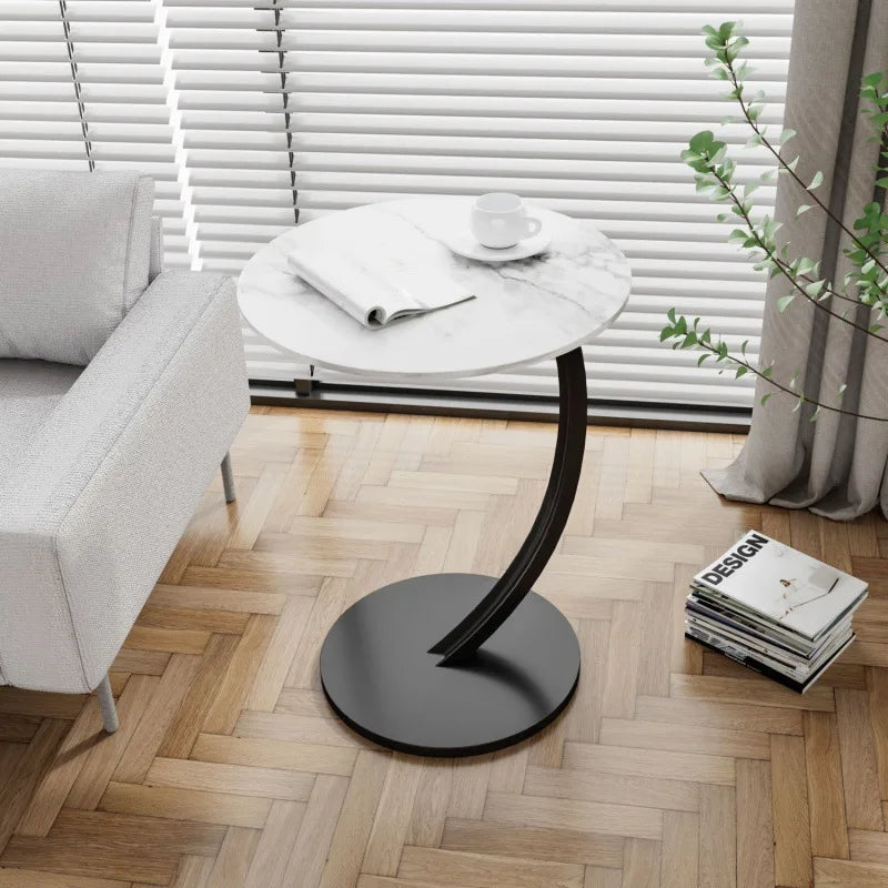 Ronde Bijzettafel Hout Staal Compact Nachtkastje Modern Design Woonkamer Slaapkamer Hoektafel Stijlvol | Sansoti