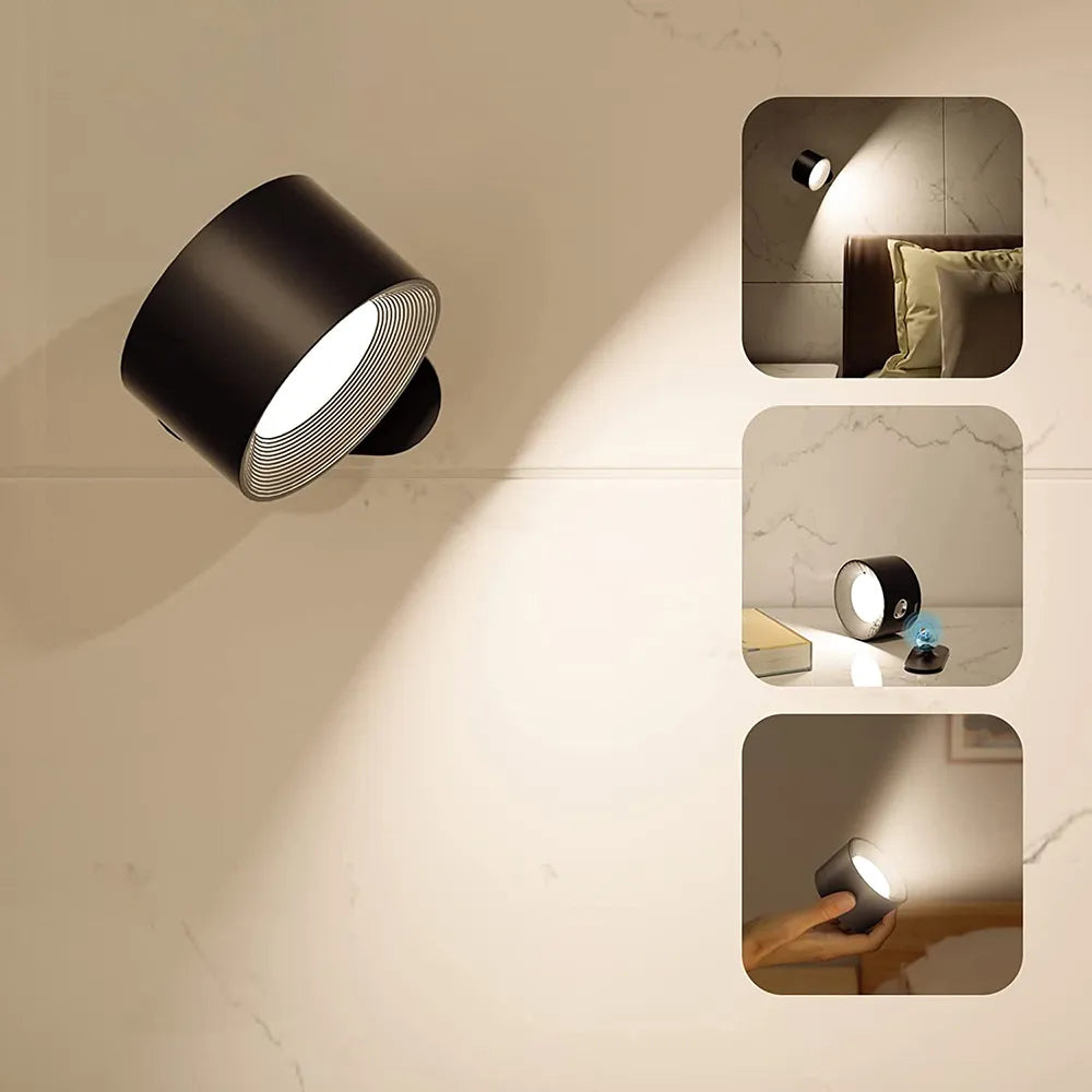 Wall Lamp Wireless Magnetic 360° Rotatable Rechargeable LED Stick On | Sansoti