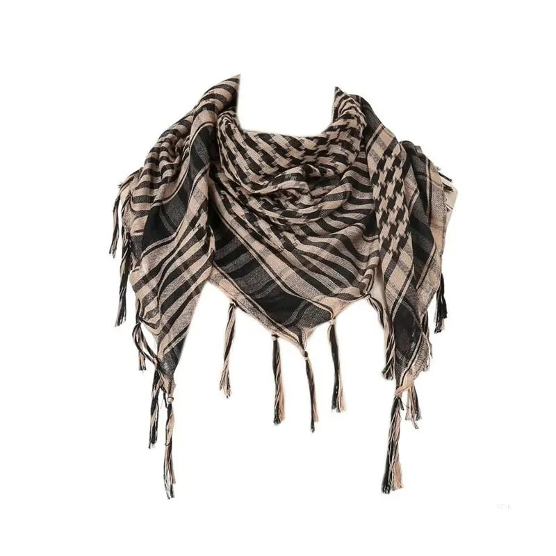 Bufanda de punto tradicional 100x100 cm con flecos para hombre y mujer, cálida y cómoda, de tejido suave para el invierno | Sansoti