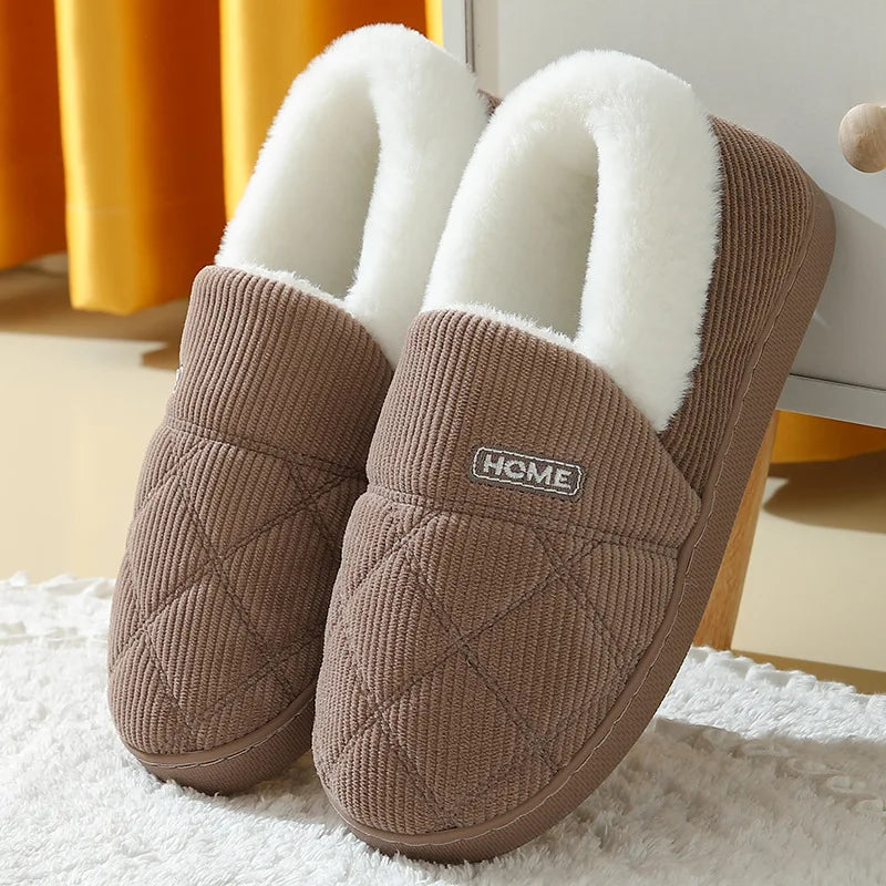 Plüschpantoffeln Unisex Winterschlappen Weiche Sohle für drinnen Warme Pantoffeln Rutschfest Herbst Winter Komfort | Sansoti