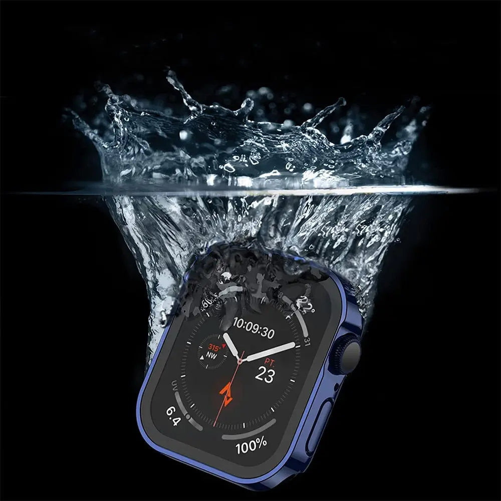 Beschermhoes met Gehard Glas voor Smartwatch 40mm 41mm 44mm 45mm Zwart Zilver Transparant Horloge Case | Sansoti