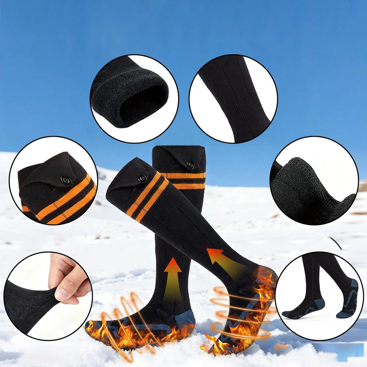 Verwarmde Sokken met Powerbank Zwart Modal Katoen 4 Temperatuurstanden Wintersport Schaatsen Jacht Outdoor | Sansoti
