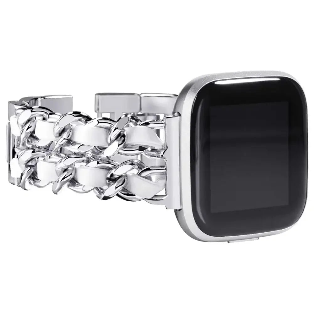 Leather Metal Smartwatch Band with Adjustable Closure Universally Compatible for Fitness Sports Watches | Sansoti