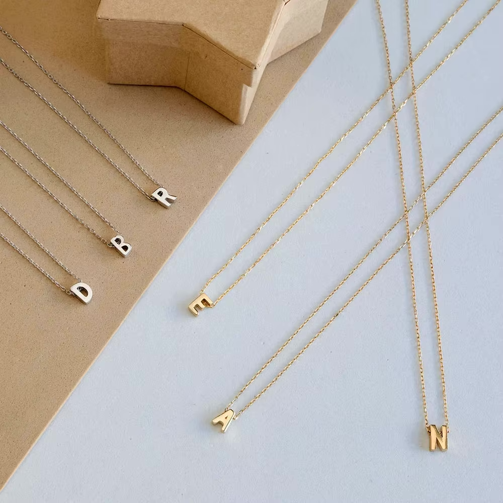 Minimalist Initial Necklace with Letter Pendant Stainless Steel Adjustable Gold Silver Women's Jewelry Elegant Necklace | Sansoti