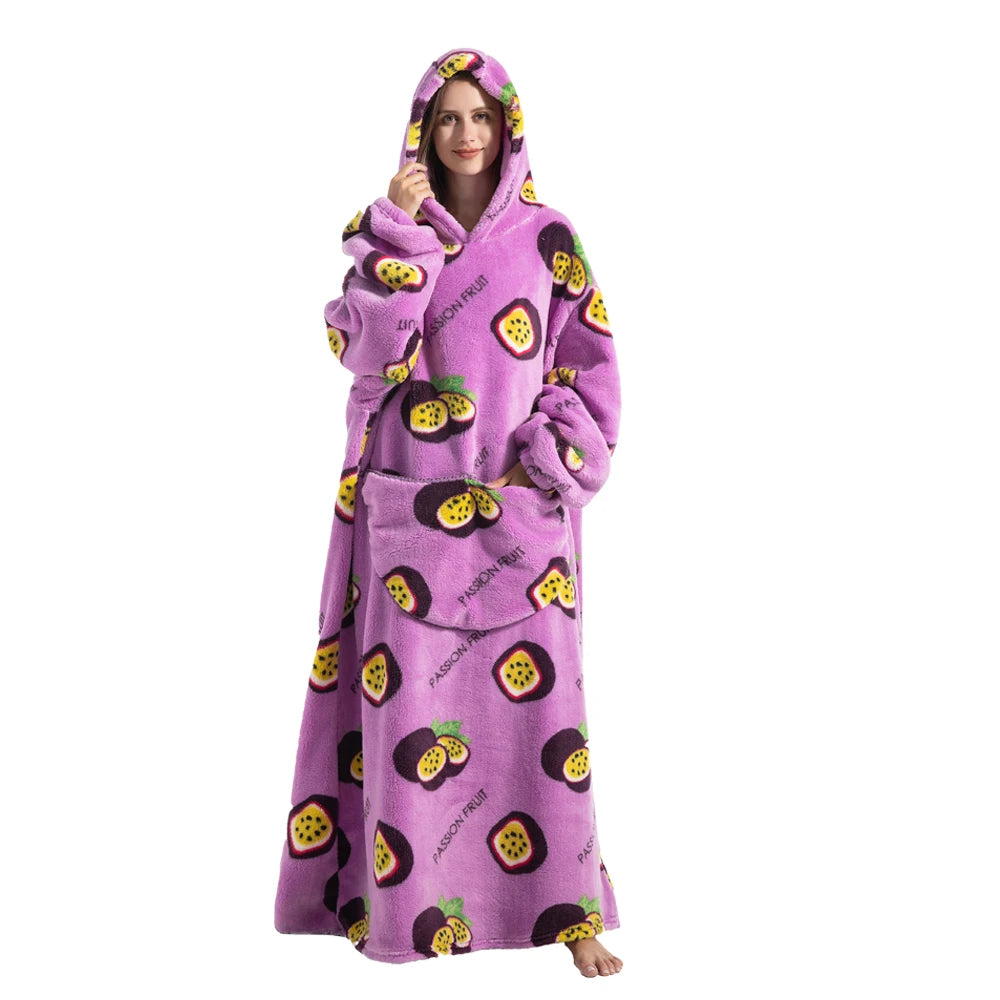 Sherpa Fleece Blanket with Sleeves and Hood 140cm Portable Oversized Home Blanket XXL Comfortable Warm Blanket | Sansoti