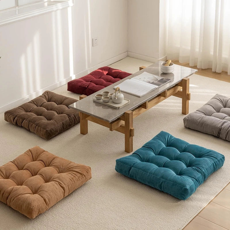 Quilted Square Seat Cushion Polyester Yoga Meditation Floor Balcony Relaxation Comfort 45cm 53cm Home | Sansoti