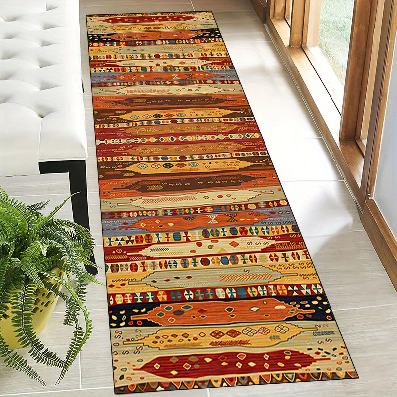 Bohemian runner rug for hallway, corridor, kitchen, bedroom, polyester non-slip waterproof living room decorative rug | Sansoti