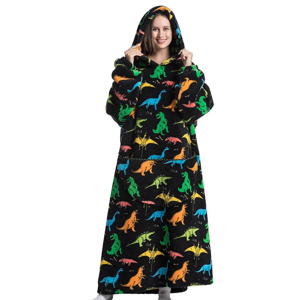 Sherpa Fleece Blanket with Sleeves and Hood 140cm Portable Oversized Home Blanket XXL Comfortable Warm Blanket | Sansoti