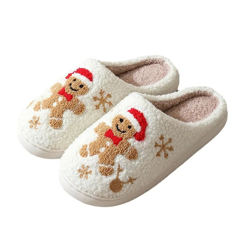 Festliche Hausschuhe mit Weihnachtsmotiv, Winterwärme, rutschfeste Pantoffeln, bequem für Damen und Herren | Sansoti