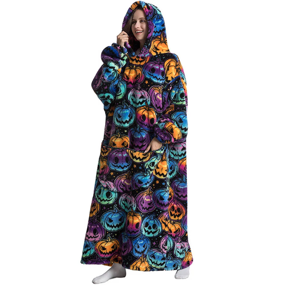 Sherpa Fleece Blanket with Sleeves and Hood 140cm Portable Oversized Home Blanket XXL Comfortable Warm Blanket | Sansoti