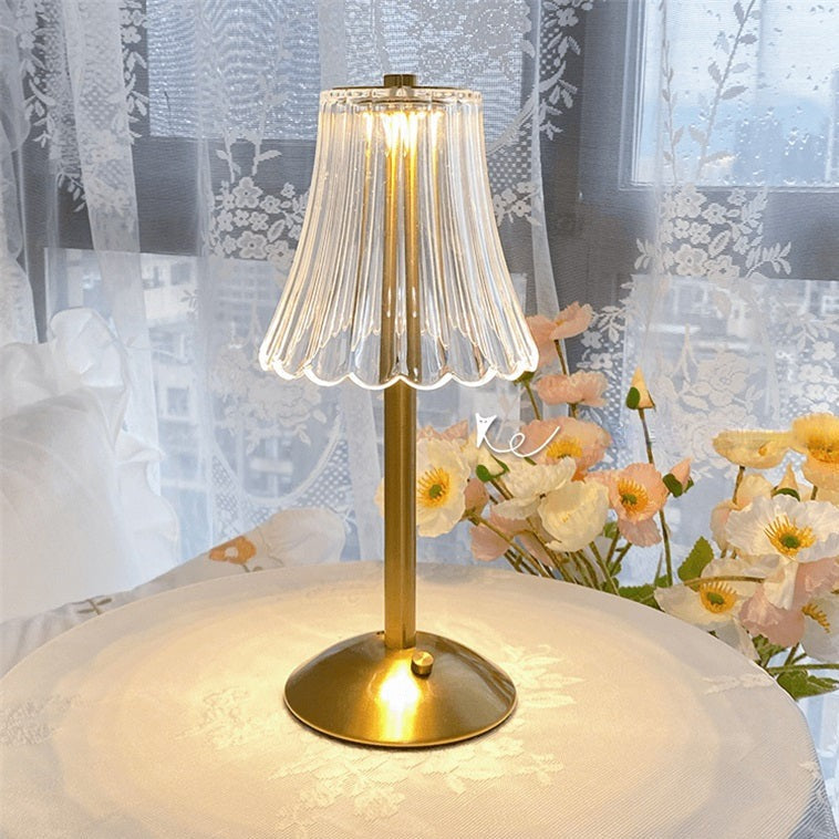 Lampe de Table Tactile Dimmable LED Cristal Or Aluminium Acrylique Chambre Salon | Sansoti