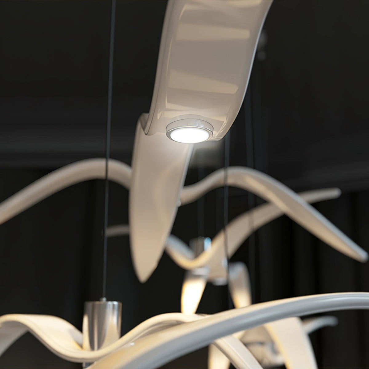 Suspension LED design oiseau résine aluminium blanc noir 3000K 4000K 6000K salon lampe pendante minimaliste organique plafonnier | Sansoti