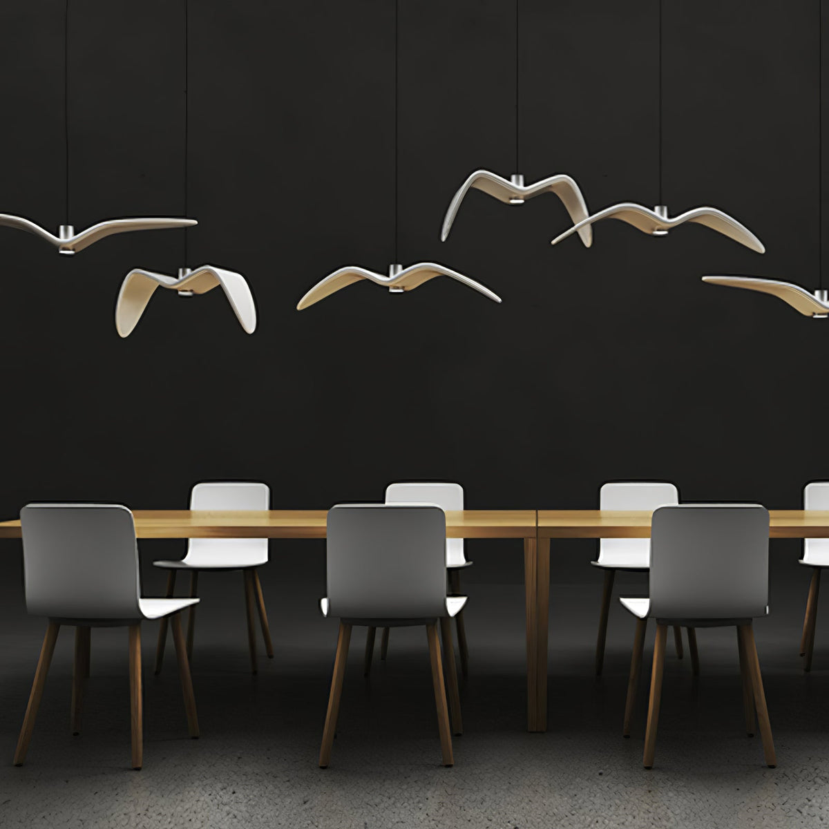 Suspension LED design oiseau résine aluminium blanc noir 3000K 4000K 6000K salon lampe pendante minimaliste organique plafonnier | Sansoti
