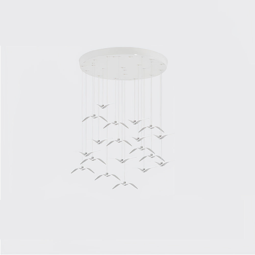 Suspension LED design oiseau résine aluminium blanc noir 3000K 4000K 6000K salon lampe pendante minimaliste organique plafonnier | Sansoti