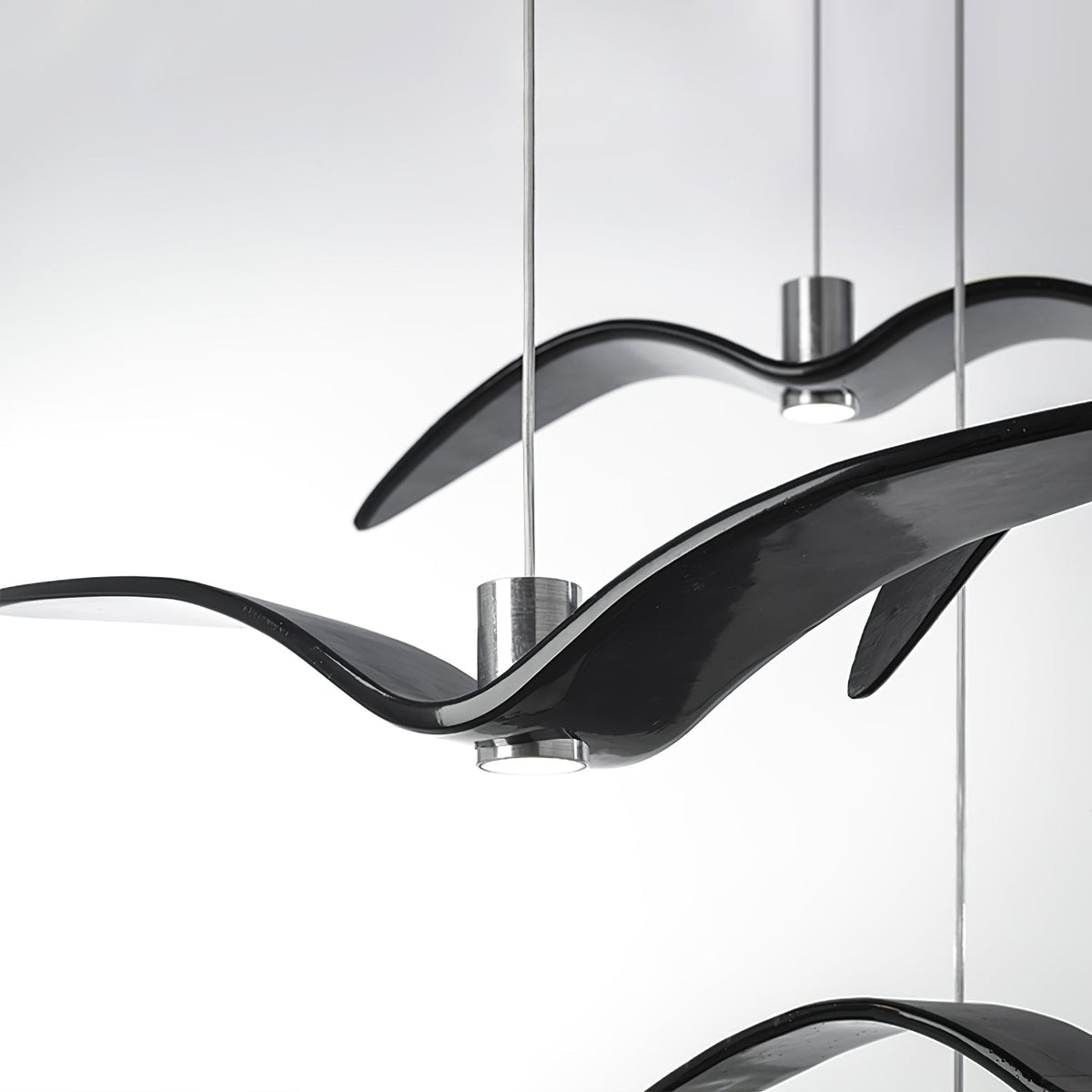 Suspension LED design oiseau résine aluminium blanc noir 3000K 4000K 6000K salon lampe pendante minimaliste organique plafonnier | Sansoti