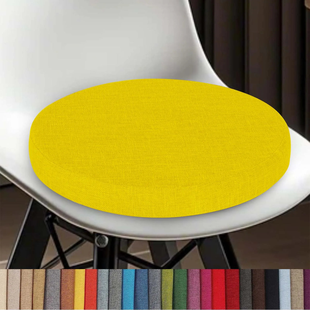 Cojín redondo de algodón y lino lavable con cremallera, 30-60 cm, para comedor, taburete de bar, cocina, oficina y silla de jardín | Sansoti