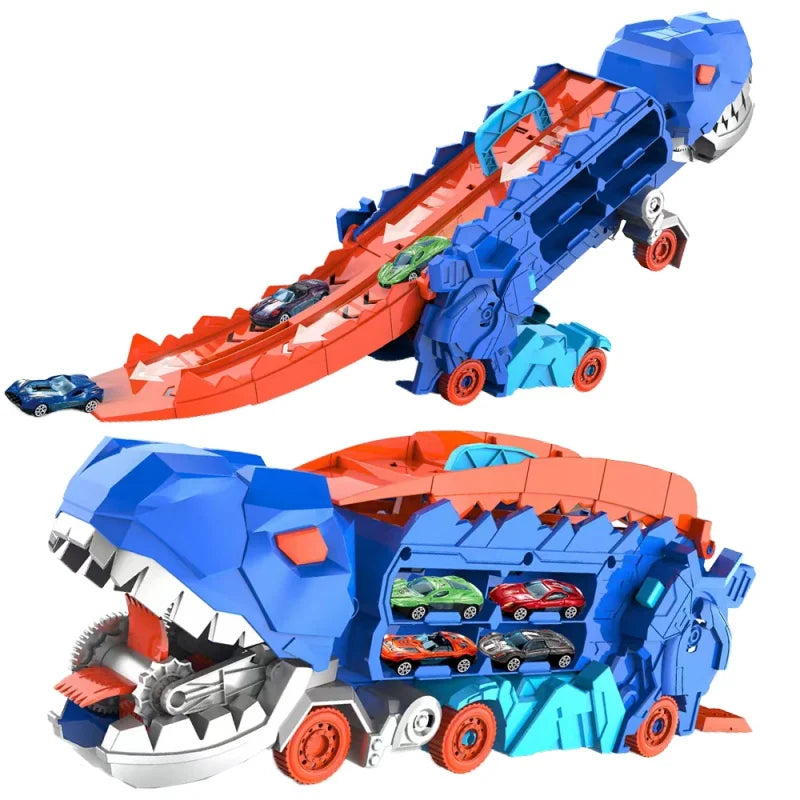 Racebaan Dinosaurus Speelset Kunststof 50 cm Blauw Rood Kinder Speelgoed Auto Track Opvouwbaar Opbergbox Racebaan Set | Sansoti
