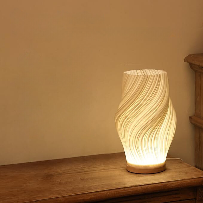 Lámpara de mesa con forma de ola, nube y remolino, vidrio y hierro, regulable, E14, LED, mediana, grande, salón, dormitorio | Sansoti