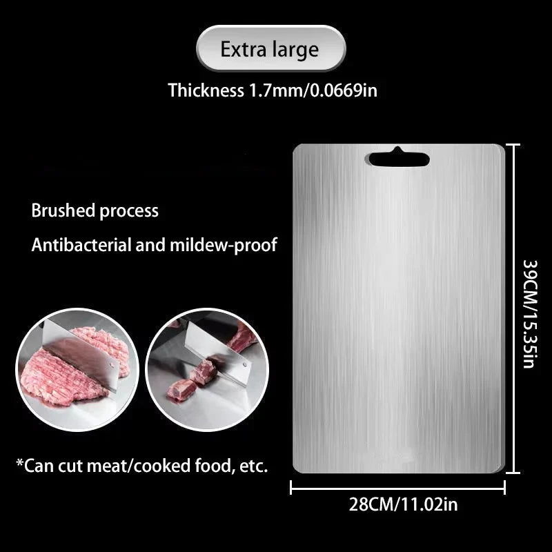 Stainless Steel Cutting Board, Double-Sided, Food-Safe 316 Steel, Hygienic, for Slicing Fruit, Meat, and Vegetables | Sansoti